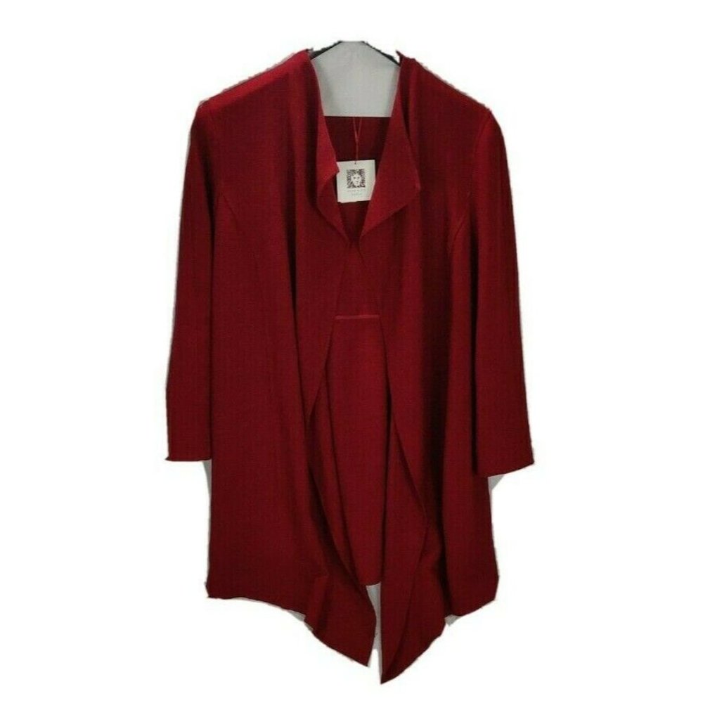 Anne Klein Womens Jacket Plus Size 1X Red Open - Picture 4 of 14